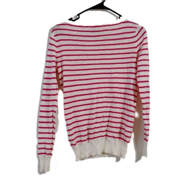 Ralph Lauren Pink and Cream Fitted Long Sleeve Sweatshirt - Picture 2 of 4